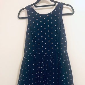 Tank top navy polka dot knee-length dress